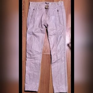 Diesel Liquid Space Beige Leather Pants 26/S